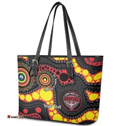 Essendon Bombers NAIDOC Week 2026 Personalised Leather Tote Bag 50 Years of Deadly Aboriginal Art LT14