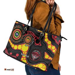 Essendon Bombers NAIDOC Week 2026 Personalised Leather Tote Bag 50 Years of Deadly Aboriginal Art LT14