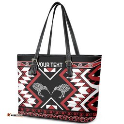 Personalised Taniko Motifs Aotearoa Leather Tote Bag Waitangi Kowhaiwhai Kiwi LT7