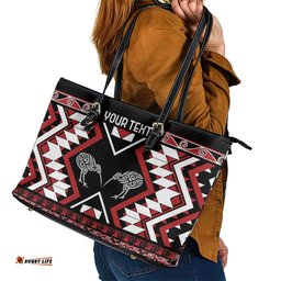Personalised Taniko Motifs Aotearoa Leather Tote Bag Waitangi Kowhaiwhai Kiwi LT7