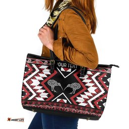 Personalised Taniko Motifs Aotearoa Leather Tote Bag Waitangi Kowhaiwhai Kiwi LT7