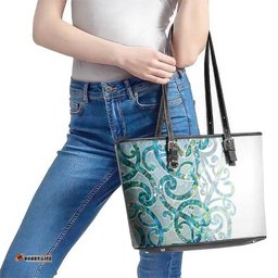 Paua Shell Maori Leather Tote Bag Koru Kowhaiwhai LT7