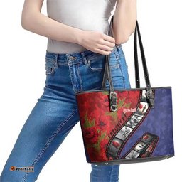 Personalised ANZAC Spirit 1915-2026 Filmstrip Tribute Leather Tote Bag Lest We Forget 25 April LT9