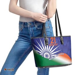 India Cricket Custom Leather Tote Bag Ashoka Chakra with Flag Style LT9