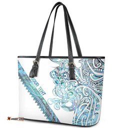 Kahui Whetu Paua shell Kowhaiwhai Taniko Personalised Leather Tote Bag Taniwha Maori Tribal Style LT9