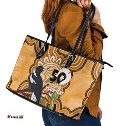 Personalised Australia Magpie NAIDOC Week 2026 Leather Tote Bag 50 Years of Deadly Aboriginal Art LT14