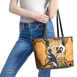 Personalised Australia Magpie NAIDOC Week 2026 Leather Tote Bag 50 Years of Deadly Aboriginal Art LT14
