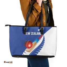 New Zealand Cricket Leather Tote Bag Kiwi Birds Haka Dance Blue Fern Sporty Style LT03