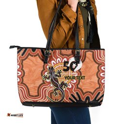 Personalised Australia Lizard NAIDOC Week 2026 Leather Tote Bag 50 Years of Deadly Aboriginal Art LT14