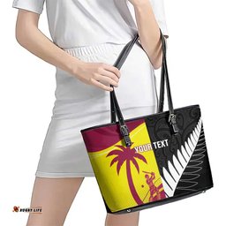 New Zealand and West Indies Cricket Custom Leather Tote Bag Black Cap Windies Together LT14