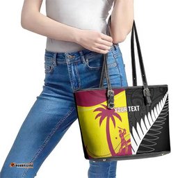 New Zealand and West Indies Cricket Custom Leather Tote Bag Black Cap Windies Together LT14