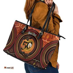 NAIDOC Week 2026 Personalised Leather Tote Bag 50 Years of Deadly Lizard Kangaroo Aboriginal Art LT14