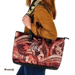 Maori Romantic Valentine Leather Tote Bag The Hongi Kiss Red Galaxy DT05