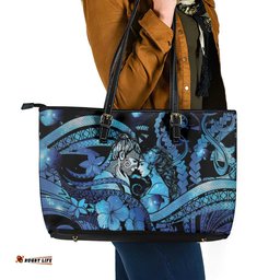 Maori Romantic Valentine Leather Tote Bag The Hongi Kiss Blue Galaxy DT05