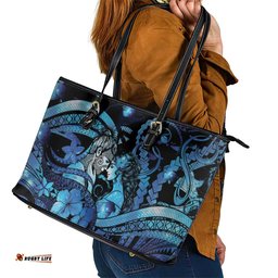 Maori Romantic Valentine Leather Tote Bag The Hongi Kiss Blue Galaxy DT05