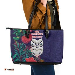 Maori Wheku Meri Kirihimete Personalised Leather Tote Bag All Blue Indigenous Maori Motif LT9