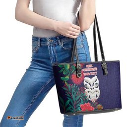 Maori Wheku Meri Kirihimete Personalised Leather Tote Bag All Blue Indigenous Maori Motif LT9