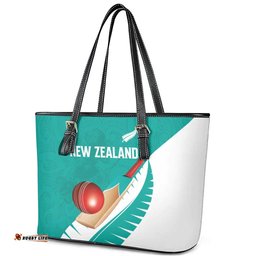 New Zealand Cricket Leather Tote Bag Kiwi Birds Haka Dance Turquoise Fern Sporty Style LT03