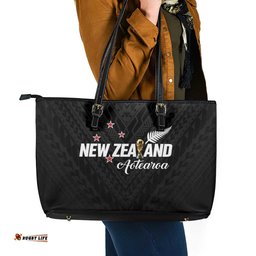 Football New Zealand Leather Tote Bag Aotearoa United Black Version LT01