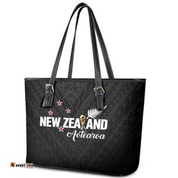 Football New Zealand Leather Tote Bag Aotearoa United Black Version LT01