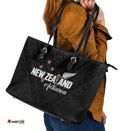 Football New Zealand Leather Tote Bag Aotearoa United Black Version LT01