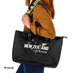 Football New Zealand Leather Tote Bag Aotearoa United Black Version LT01