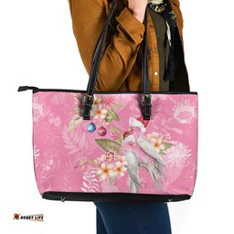 Joyful Pink Cockatoo Leather Tote Bag Australia Christmas Vibes LT9