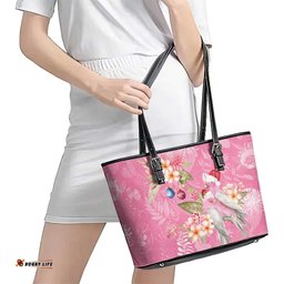 Joyful Pink Cockatoo Leather Tote Bag Australia Christmas Vibes LT9