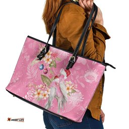 Joyful Pink Cockatoo Leather Tote Bag Australia Christmas Vibes LT9
