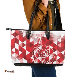England Rugby Custom Leather Tote Bag Crystalised Red Rose LT7