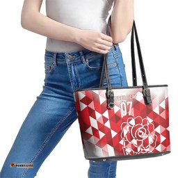 England Rugby Custom Leather Tote Bag Crystalised Red Rose LT7