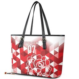 England Rugby Custom Leather Tote Bag Crystalised Red Rose LT7