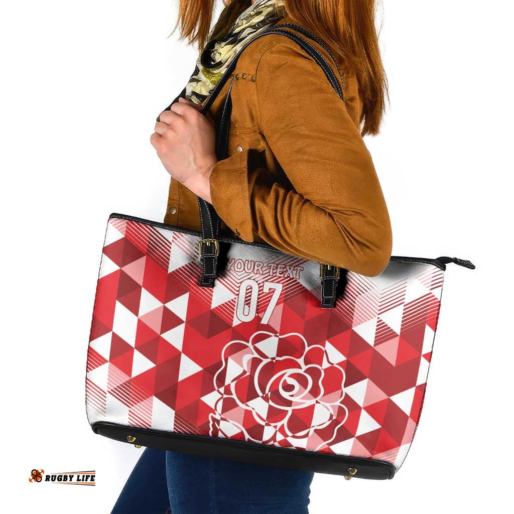 England Rugby Custom Leather Tote Bag Crystalised Red Rose LT7
