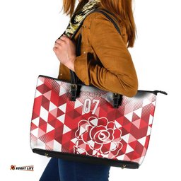 England Rugby Custom Leather Tote Bag Crystalised Red Rose LT7