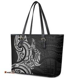 New Zealand Hammerhead Shark Leather Tote Bag Maori Haehae Mangopare Black LT14