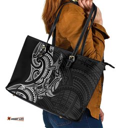 New Zealand Hammerhead Shark Leather Tote Bag Maori Haehae Mangopare Black LT14