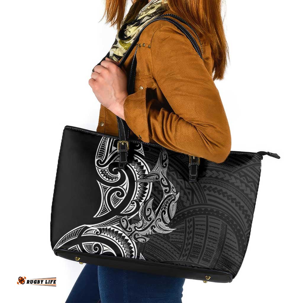New Zealand Hammerhead Shark Leather Tote Bag Maori Haehae Mangopare Black LT14