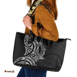 New Zealand Hammerhead Shark Leather Tote Bag Maori Haehae Mangopare Black LT14