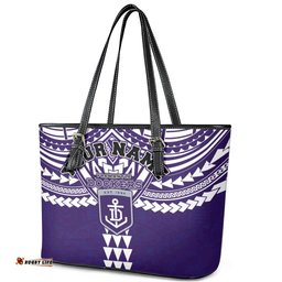 Personalized Fremantle Dockers Leather Tote Bag Polynesian Tribal Pattern Heritage Football TS04