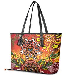 NAIDOC Week 2026 Leather Tote Bag 50 Years of Deadly Aboriginal Dot Art LT9