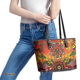 NAIDOC Week 2026 Leather Tote Bag 50 Years of Deadly Aboriginal Dot Art LT9