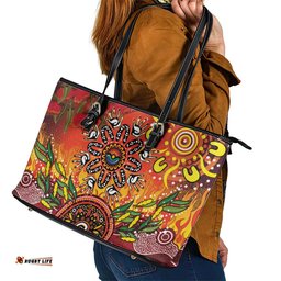 NAIDOC Week 2026 Leather Tote Bag 50 Years of Deadly Aboriginal Dot Art LT9