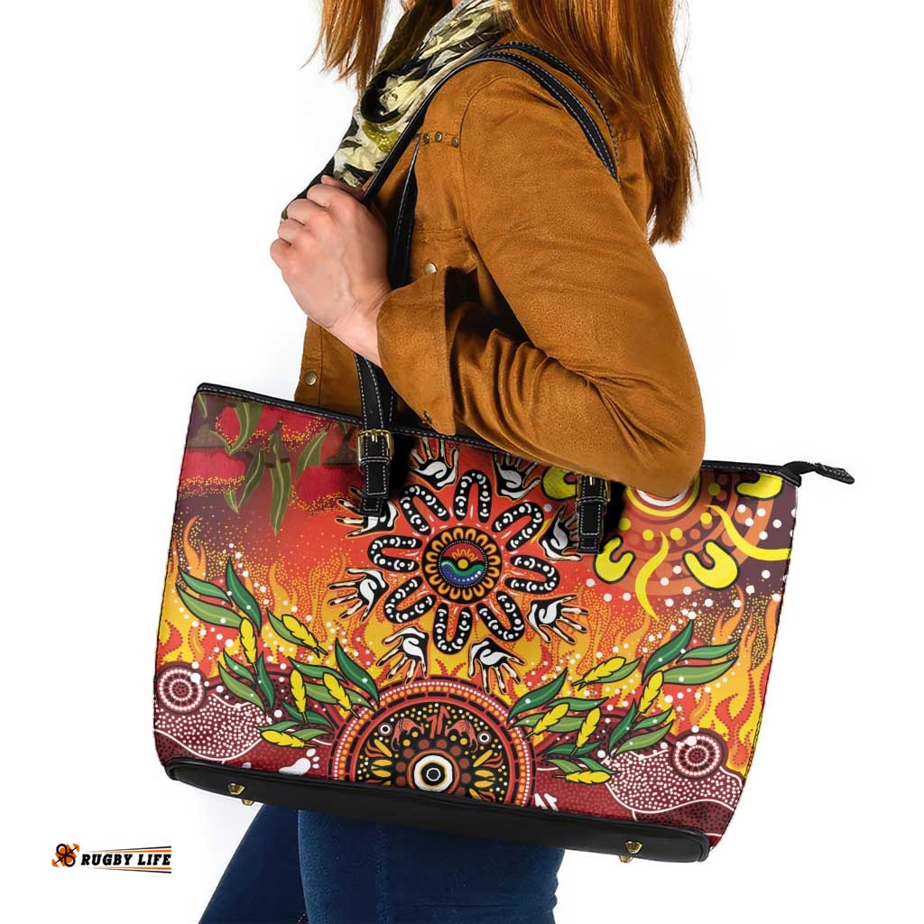 NAIDOC Week 2026 Leather Tote Bag 50 Years of Deadly Aboriginal Dot Art LT9