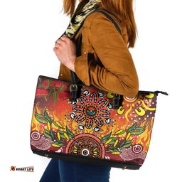 NAIDOC Week 2026 Leather Tote Bag 50 Years of Deadly Aboriginal Dot Art LT9