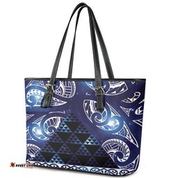 Matariki New Zealand Leather Tote Bag NZ Niho Taniwha Maori New Year Blue Galaxy LT14