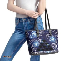 Matariki New Zealand Leather Tote Bag NZ Niho Taniwha Maori New Year Blue Galaxy LT14