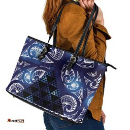 Matariki New Zealand Leather Tote Bag NZ Niho Taniwha Maori New Year Blue Galaxy LT14