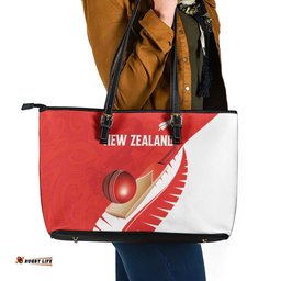New Zealand Cricket Leather Tote Bag Kiwi Birds Haka Dance Red Fern Sporty Style LT03