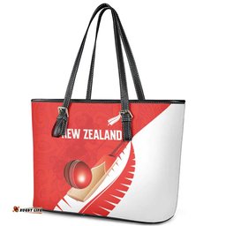 New Zealand Cricket Leather Tote Bag Kiwi Birds Haka Dance Red Fern Sporty Style LT03