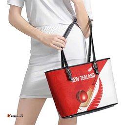 New Zealand Cricket Leather Tote Bag Kiwi Birds Haka Dance Red Fern Sporty Style LT03